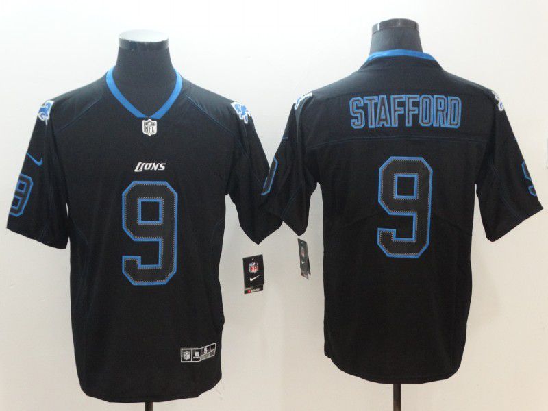 Men Detroit Lions #9 Stafford Nike Lights Out Black Color Rush Limited NFL Jersey